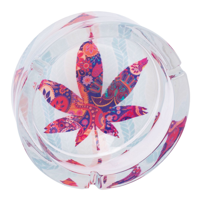 5'' MEDIUM GLASS ASHTRAY -PAISLEY WEED (GA101)