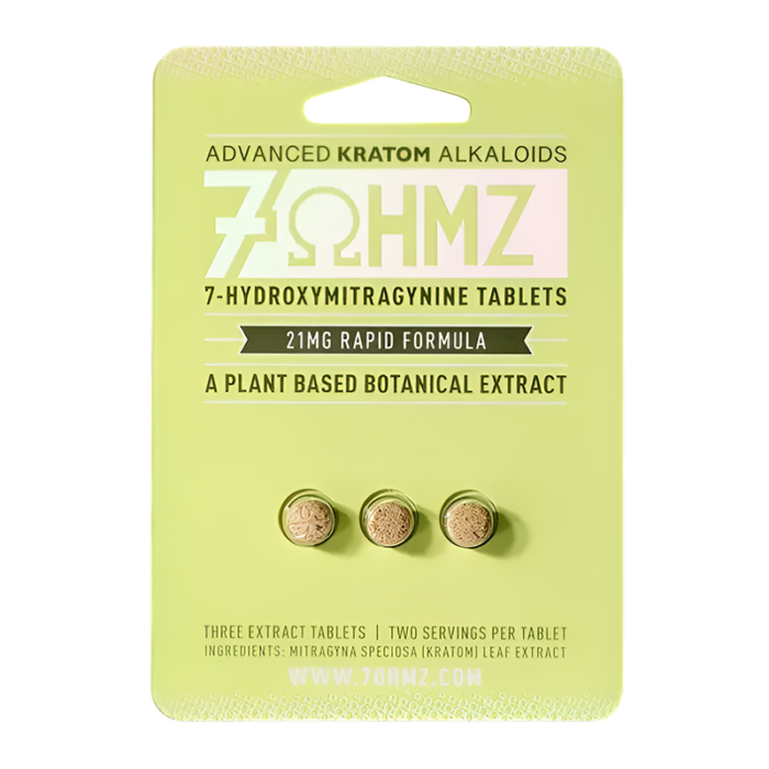 7OHMZ 7-HYDROXY MITRAGYNINE KRATOM TABLET 3CT PACK RAPID FORMULA (21MG PER TAB) -BOX OF 20 PACK