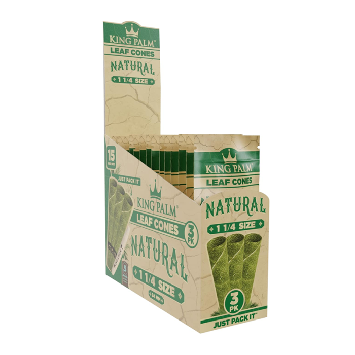 KING PALM LEAF CONES 1.25 NATURAL 3CT PACK 15 PACK PER BOX (84MM)