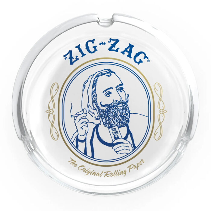 ZIG ZAG GLASS ASHTRAY BLUE