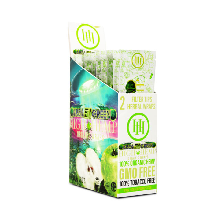 HIGH HEMP ORGANIC WRAPS AREA 51 GREEN 25 PER BOX