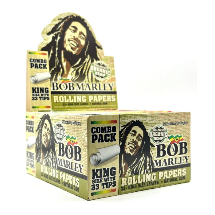 BOB MARLEY KINGSIZE ORGANIC HEMP ROLLING PAPERS 33 TIPS PER BOX