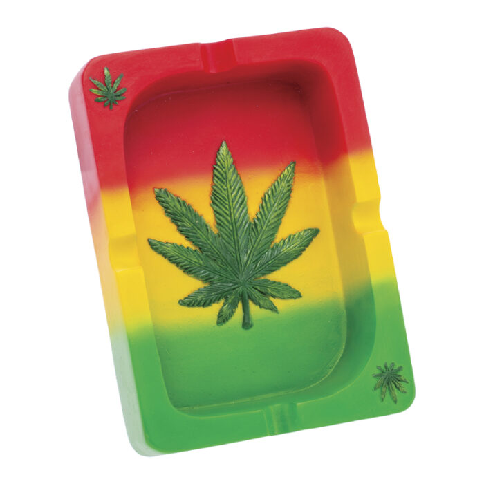 FUJIMA 5.5'' RASTA LEAF PLAYING CARD ASHTRAY (LT236)
