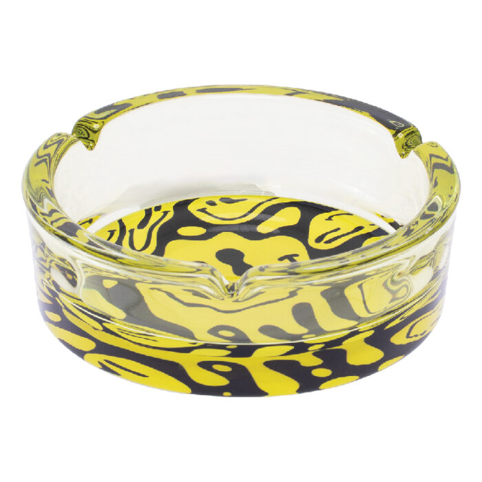 FUJIMA 6.25'' MELTING SMILEY GLASS ASHTRAY YELLOW (GA95)