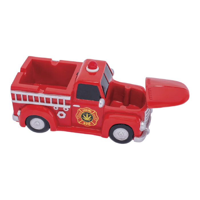 FUJIMA 9'' RED 420 LIGHT-UP FIRETRUCK ASHTRAY & STASH (LT250)