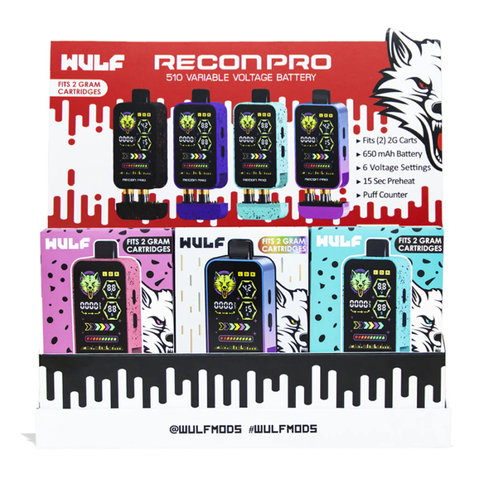 WULF RECON PRO DIGITAL DUAL CARTRIDGE VAPORIZER 9PK DISPLAY (FITS 2GM CART)