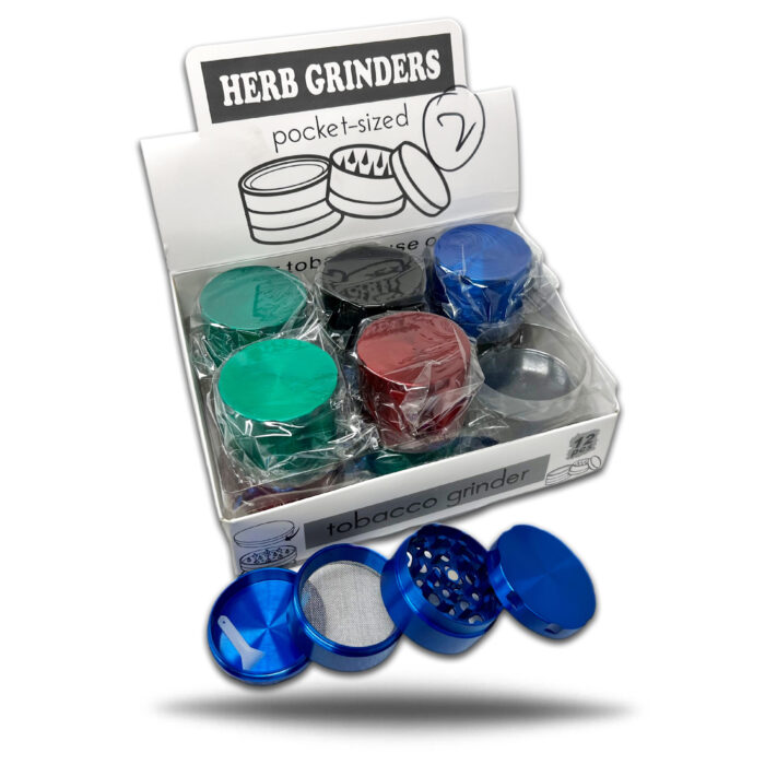 PLAIN COLOR WITH GRIP 4 PART 50MM GRINDER -BOX OF 12