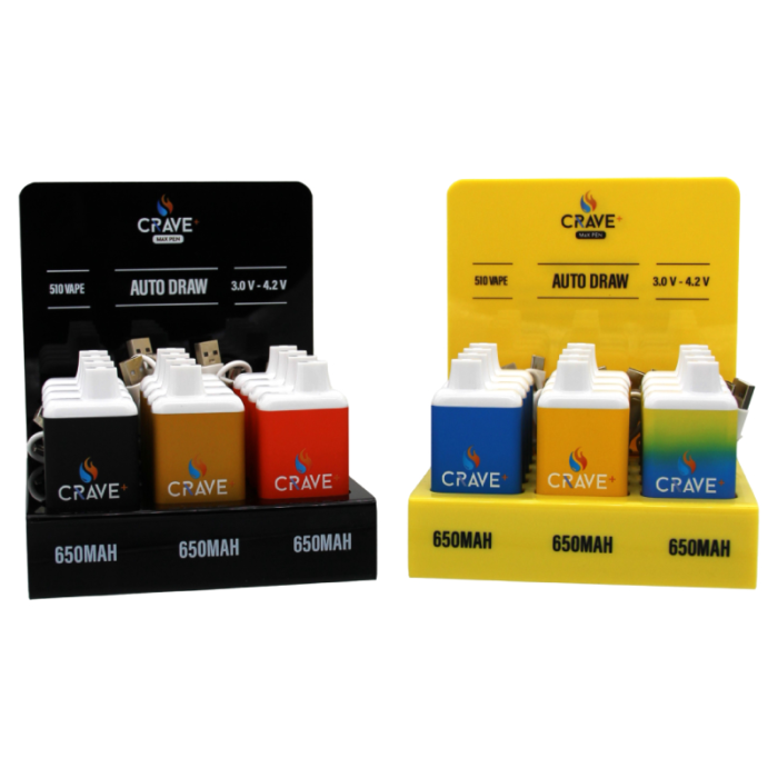 CRAVE MAX PEN 2G DISCREET 650MAH CARTRIDGE VAPE MIX COLOR - 12PCS DISPLAY