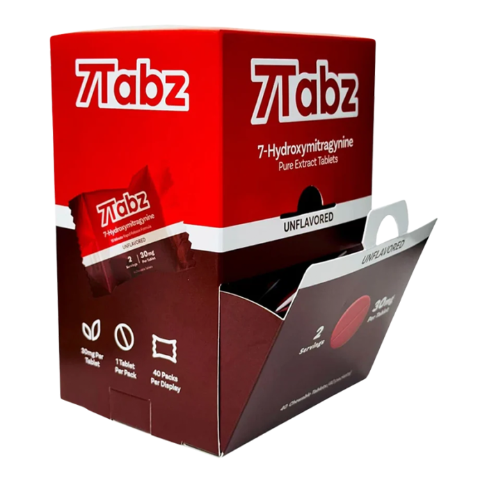 7TABZ 7-HYDROXY - UNFLAVORED(30MG PER TAB) 40CT DISPLAY