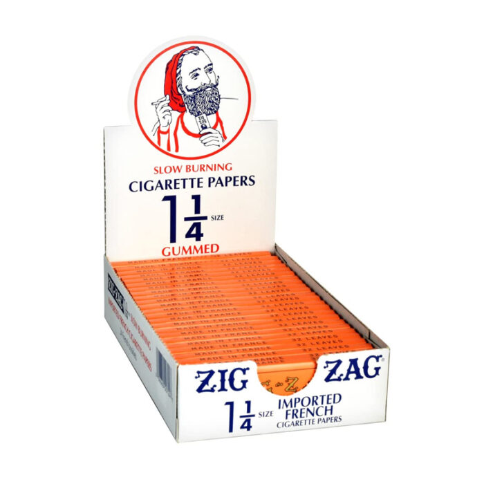 ZIG ZAG 1.25 FRENCH SLOW BURNING CIGARETTE PAPER 24 PER BOX (ORANGE INSIDE)