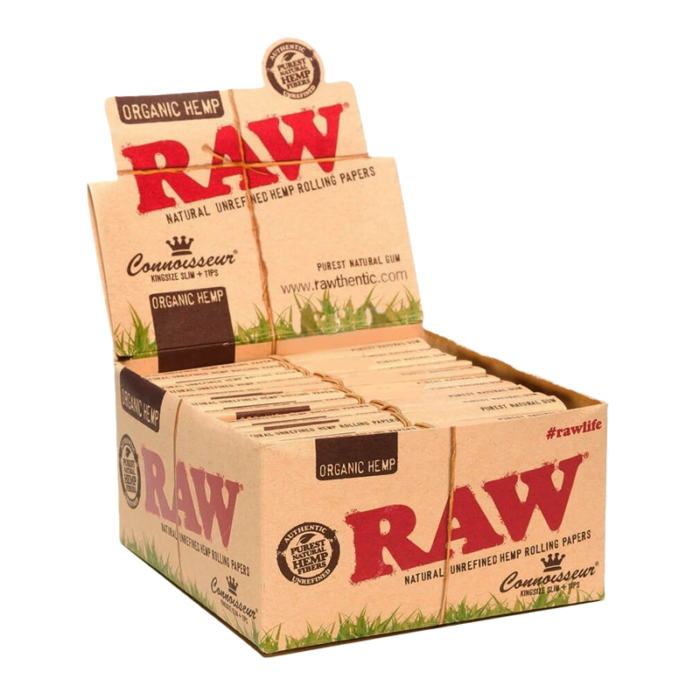 RAW 1.25+TIPS ORGANIC HEMP ROLLING PAPERS 24 PER BOX