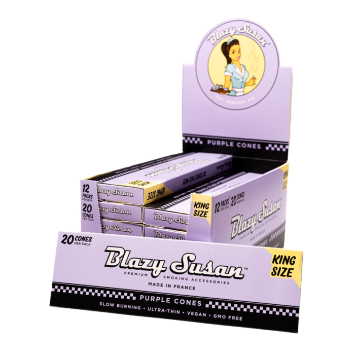 BLAZY SUSAN PURPLE CONES KING SIZE 20CT PACK 12 PACK PER BOX