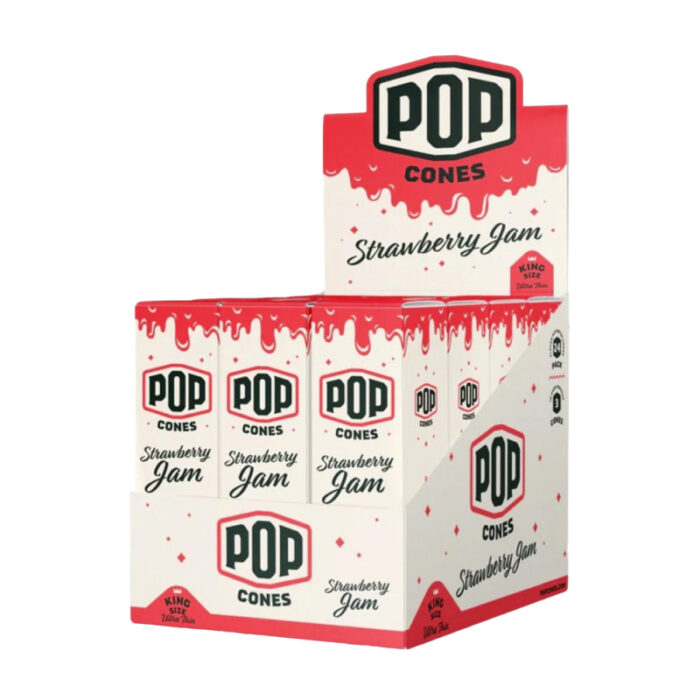 POP CONES ULTRA THIN KING SIZE CONES 3PK/ 24CT DISPLAY - STRAWBERRY JAM