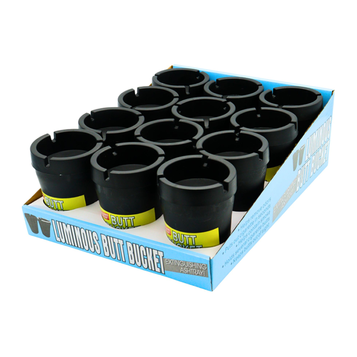 BLACK COLORED BUTT BUCKET EXTINGUISHING ASHTRAY – 12CT DISPLAY