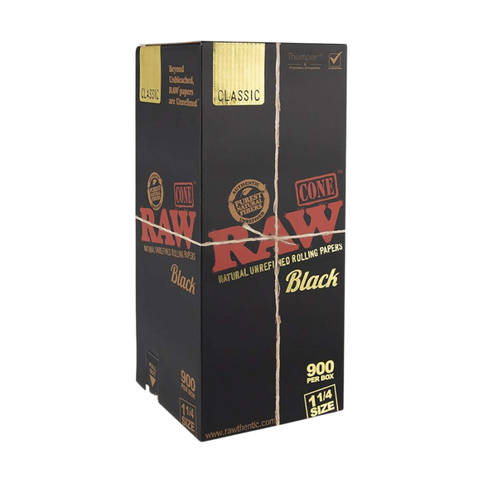 RAW CONE 1.25 CLASSIC BLACK 900 PER BOX
