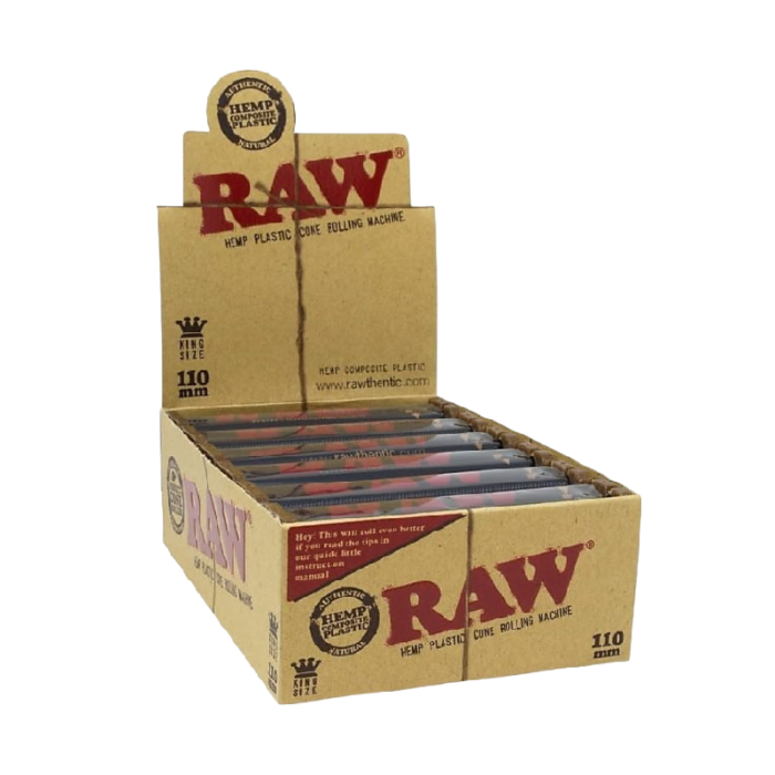 RAW 110MM HEMP PLASTIC CONE ROLLING MACHINES KINGSIZE 12 PER BOX