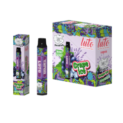 LUTO PRO XXL DISPOSABLE 3000PF 0% NIC GRAPE ICE -BOX OF 10