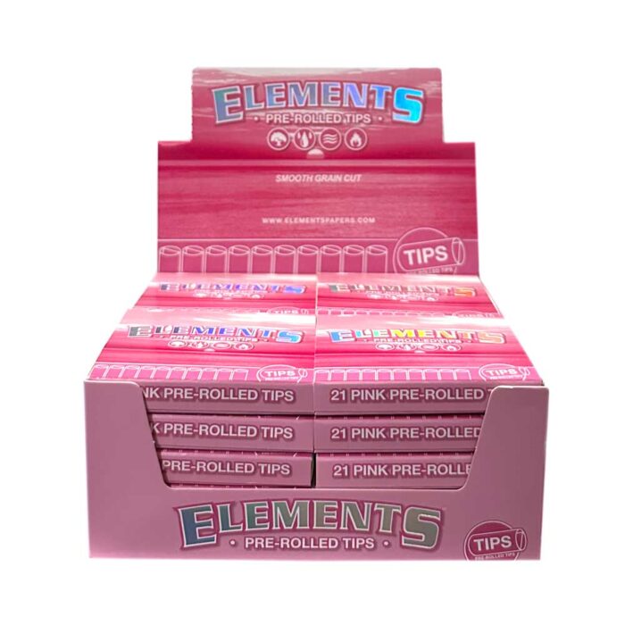ELEMENTS PINK PRE-ROLLED TIPS SMOOTH GRAIN CUT 20 PER BOX
