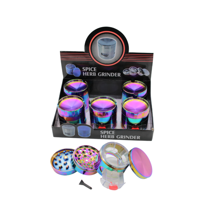 RAINBOW COLOR SIDE DRAWER GRINDER 63MM 4 PART -BOX OF 6 (GRZ21169)