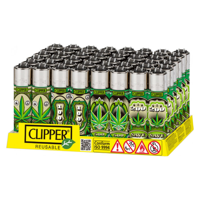 CLIPPER LIGHTER - DOLLAR LEAVES - 48 DISPLAY
