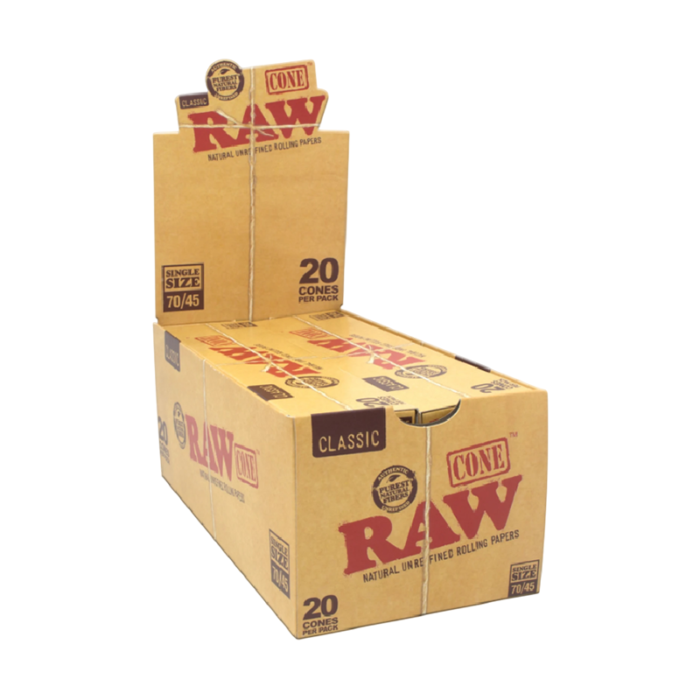 RAW CONE CLASSIC SINGLE SIZE 70/45-20CT PACK -BOX OF 12