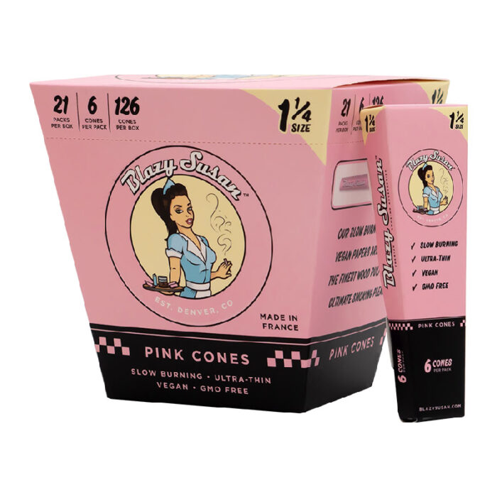 BLAZY SUSAN PINK CONE 1.25 6 PACK 21 PER BOX
