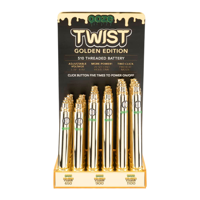 OOZE TWIST BATTERY DISPLAY MIXED - GOLD - 24CT