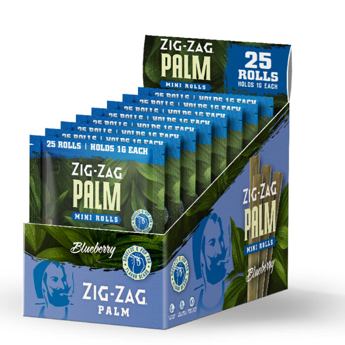 ZIG ZAG PALM MINI ROLLS 25CT PACK BLUEBERRY -BOX OF 8 PACK