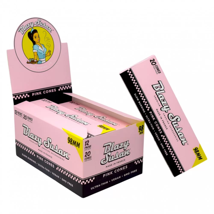 BLAZY SUSAN PINK CONES 98MM 20CT PACK -BOX OF 12 PACK