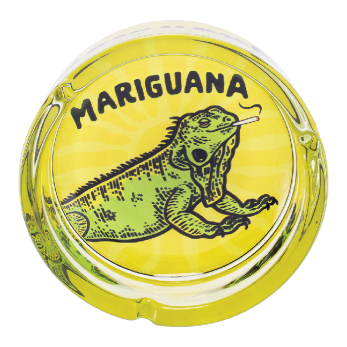 FUJIMA 6.25'' YELLOW MARIGUANA GLASS ASHTRAY