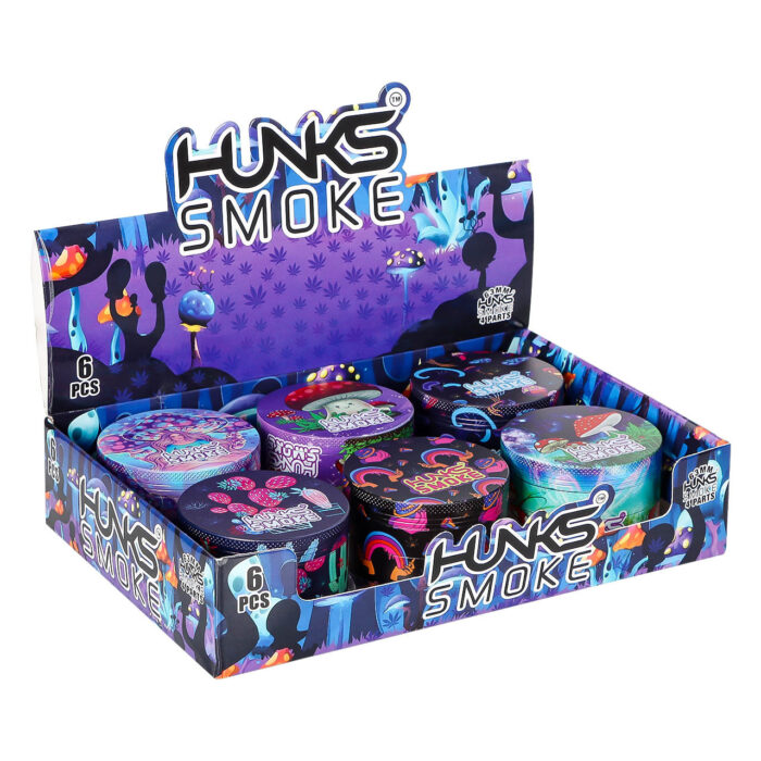 HUNKS SMOKE PREMIUM METAL MUSHROOM GRINDER 6CT