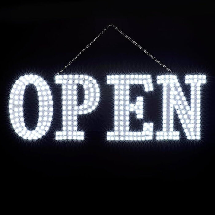 LED SIGN OPEN 30X10 WHITE