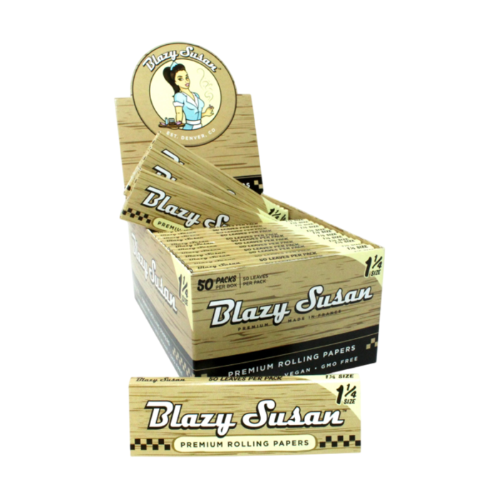BLAZY SUSAN 1.25 ULTRA THIN ROLLING PAPER UNBLEACHED (BROWN) -BOX OF 50