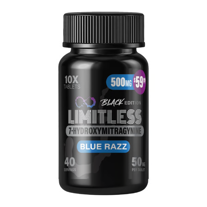 LIMITLESS 7-HYDROXY TABLET (50MG PER TAB) 500MG TOTAL -10CT JAR (BLACK EDITION)