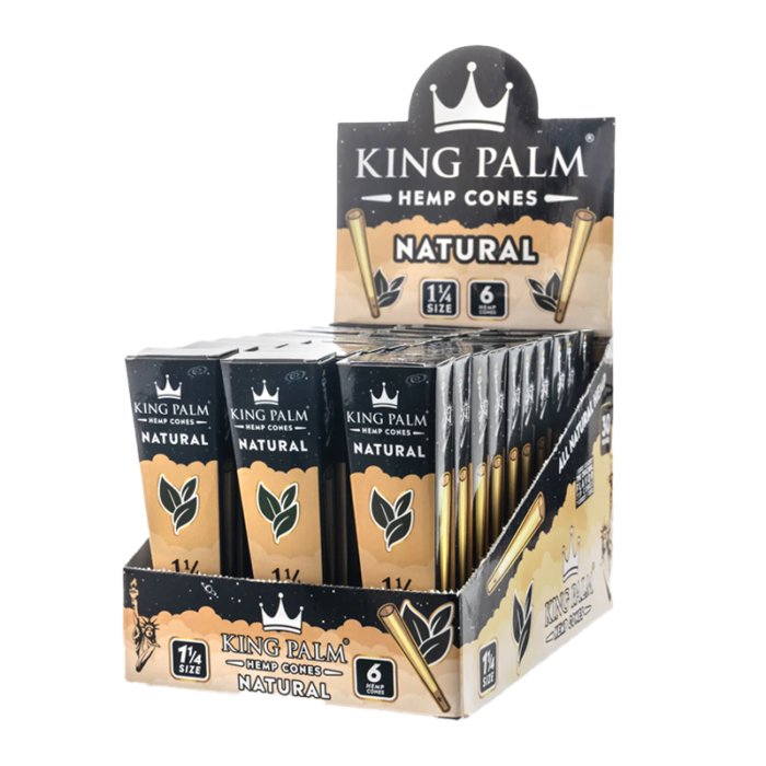 KING PALM HEMP CONES 1.25 NATURAL 6CT PACK 30 PACK PER BOX