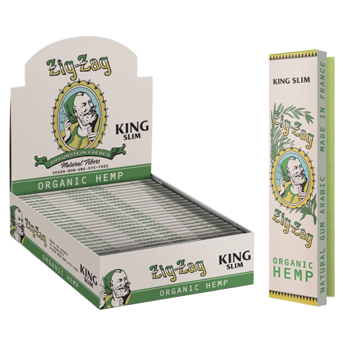 ZIG ZAG VINTAGE ROLLING PAPERS KING SIZE SLIM ORGANIC HEMP 32CTBOOKLET -BOX OF 24 BOOKLETS PER BOX (NATURAL GUM ARABIC)