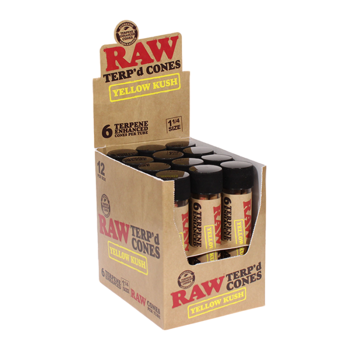 RAW TERP’D CONES YELLOW KUSH 1.25 6CT -12 PER BOX