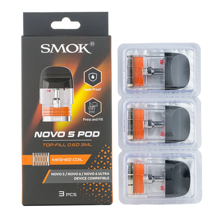 SMOK NOVO 5 POD MESHED 0.6OHM MTL (3ML) -3PCS PACK