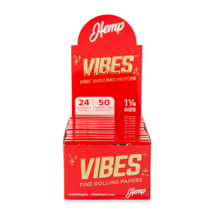 VIBES PAPER HEMP 1 1/4 + TIPS 24CT - RED
