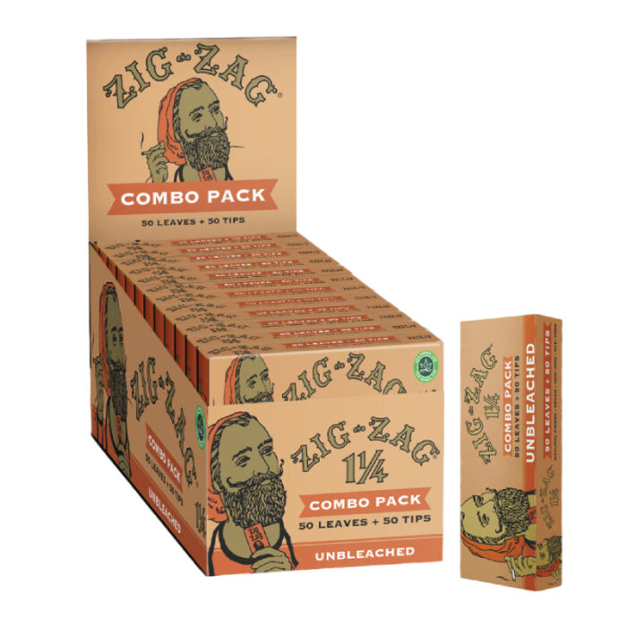 ZIG ZAG COMBO PACK 1.25 LEAVES & TIPS UNBLEACHED BOX OF 24 BOOKLETS