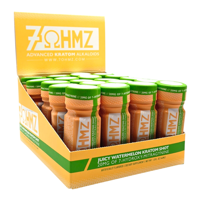 7 OHMZ-HYDROXY MITRA GYNINE KRATOM 44ML SHOTS JUICY WATERMELON -BOX OF 20 PACK
