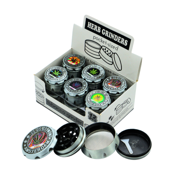 AMSTERDAM INNEGON LEAF ON TOP GRINDER 4PART 55MM -BOX OF 12 (DK5083B-4)