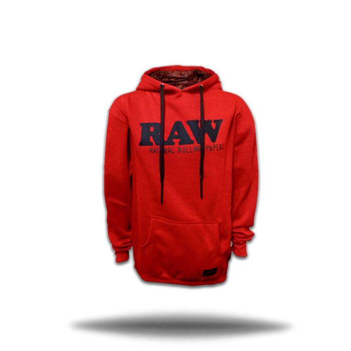 RAW RED COTTON HOODIE WITH BLACK LOGO MEDIUM