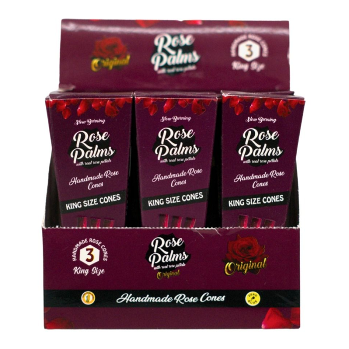 ROSE PALMS CONES W/ ROSE PETALS KING SIZE 3PK - 15CT DISPLAY