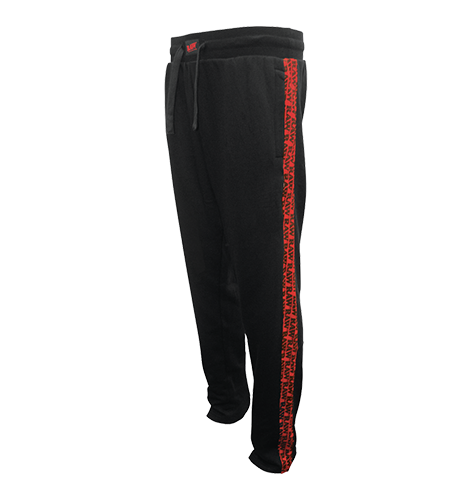RAW BLACK SWEATPANTS WITH RED SIDE LOGO MEDIUM