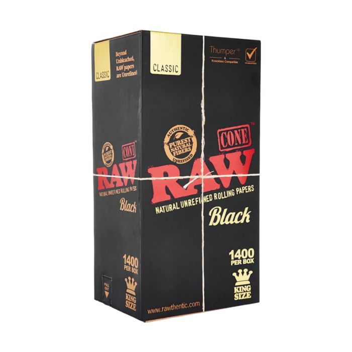 RAW CONE KINGSIZE CLASSIC BLACK 1400 PER BOX
