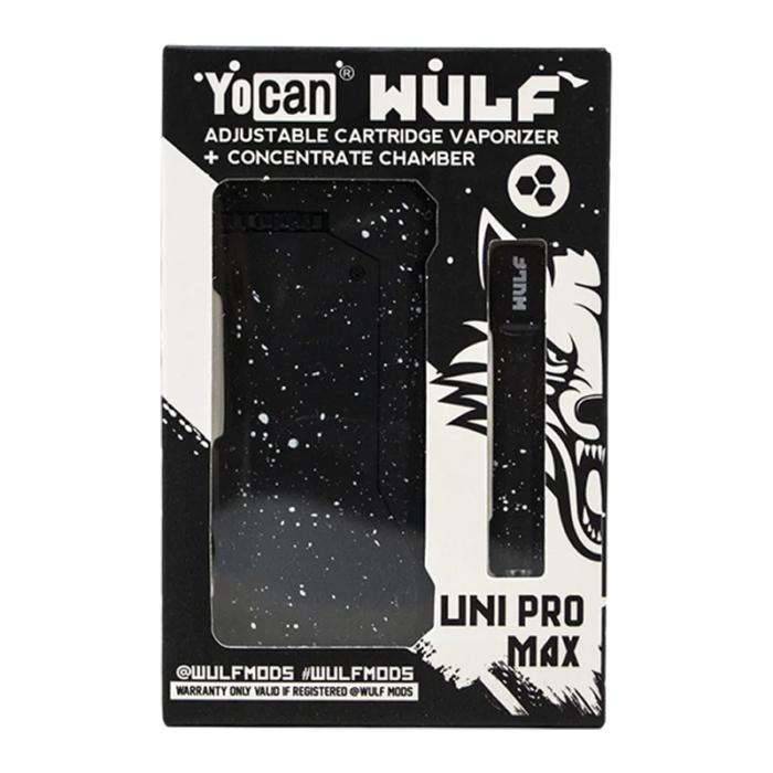 WULF MODS UNI PRO MAX CARTRIDGE VAPORIZER + CONCENTRATE CHAMBER BLACK WHITE SPATTER