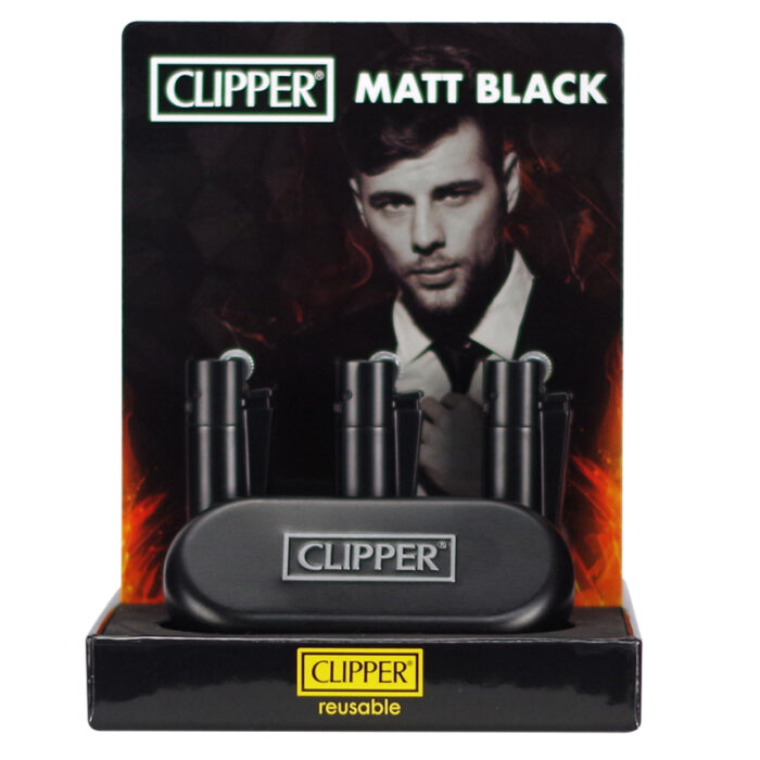 CLIPPER CLASSIC LARGE METAL - BLACK ON BLACK MATTE - 12CT DISPLAY