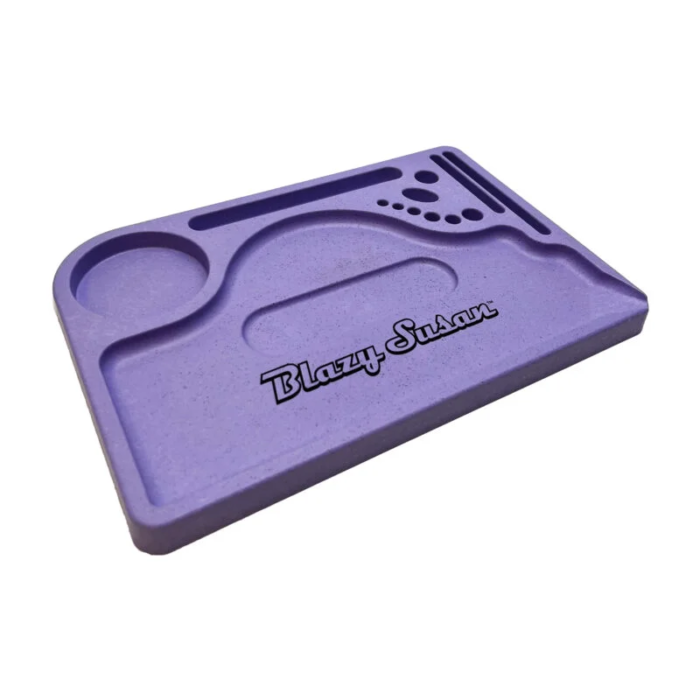 BLAZY SUSAN HEMP PLASTIC ROLLING TRAY - PURPLE