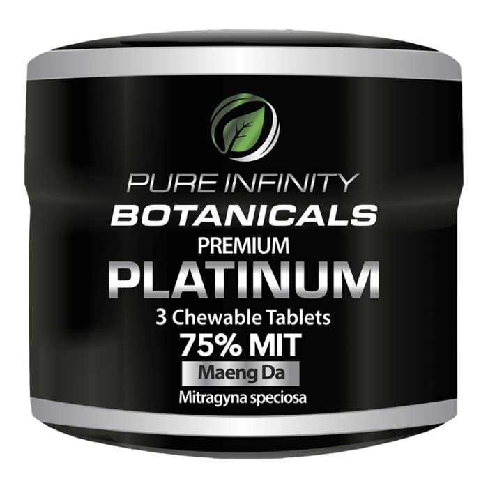 PURE INFINITY BOTANICALS CHEWABLE 75% PLATINUM MAENG DA 18CT DISPLAY